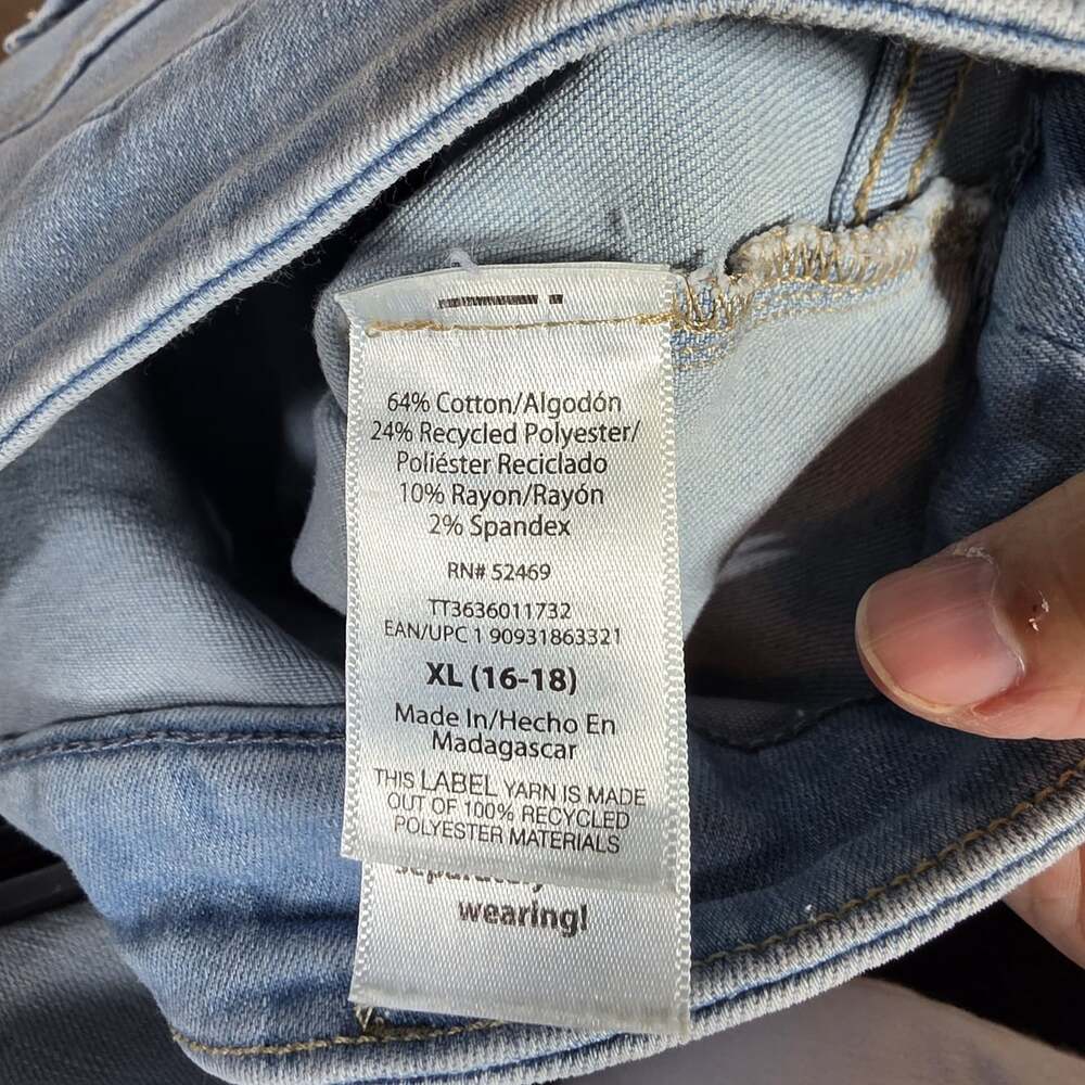 Time and Tru High Rise Straight Leg Denim Jeggings XL (16-18) stretch light wash - Picture 6 of 10